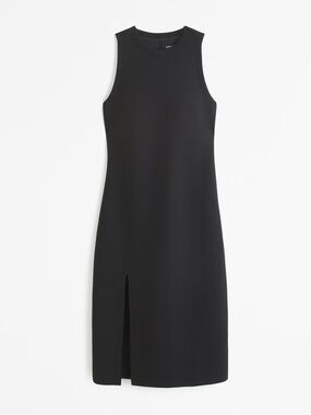 Abercrombie YPB Sleeveless Black Midi Dress with Front Slit Size Medium
